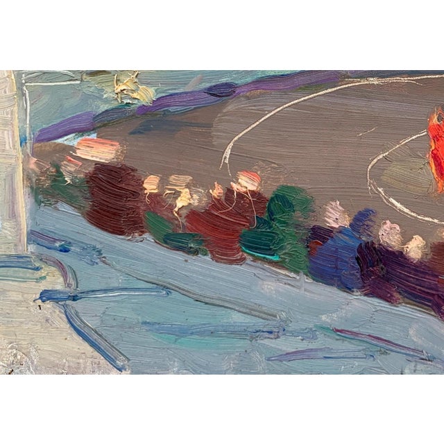 1960s Sports Competition Oil Painting Original Socialist Realism Art Ukrainian Artist Sokolovsky G. 16-23 1960s For Sale - Image 5 of 6