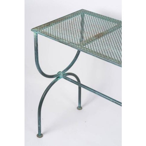 Contemporary-style console table in patinated metal, 20th century. 20th-century console table, a contemporary-style...