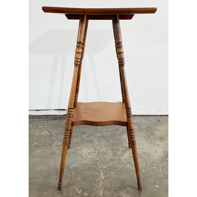 Farmhouse Antique Turned Wood Two Tier Table or Plant Stand For Sale - Image 3 of 9