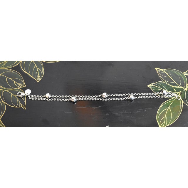 Tiffany & Co. Sterling Silver 'Barrel Bead' Station Double Strand Bracelet 7" Retired For Sale - Image 10 of 14