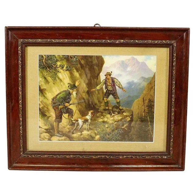 After Josef Ringeisen, Dramatic Poacher Scene, Oil Print, Framed For Sale - Image 7 of 7