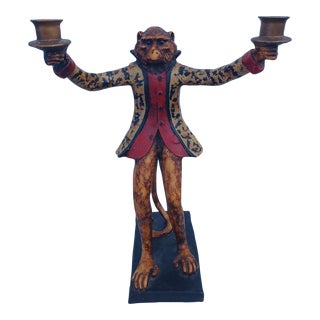 Vintage Bill Huebbe Monkey Candkeholder For Sale
