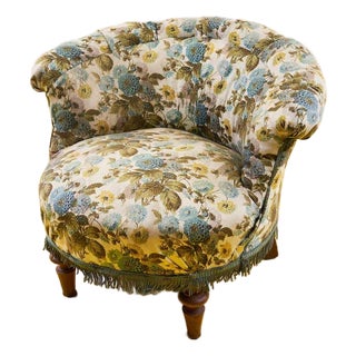 Vintage Armchair with Floral Motifs For Sale