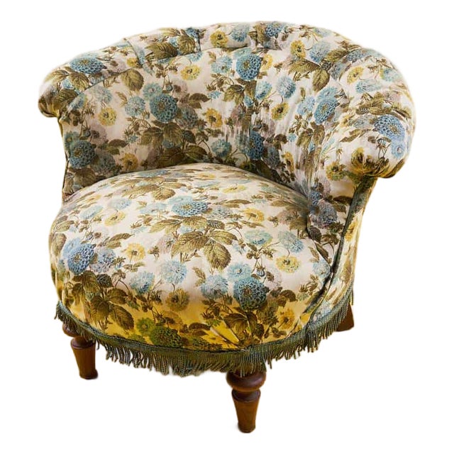 Vintage Armchair with Floral Motifs For Sale