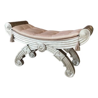 Silver Gilt Regency Style Bench With Tufted Seat For Sale