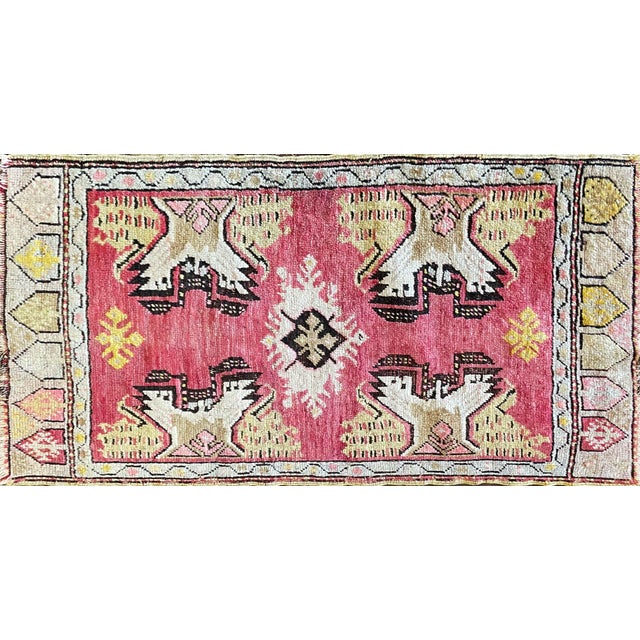 Textile Antique Turkish Oushak Yastik Anatolian Rug, Dragon Design For Sale - Image 7 of 7
