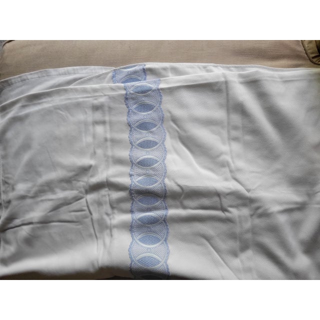 1960s Vintage Matouk Blue and White Bedspread and Pillow Shams For Sale - Image 5 of 8