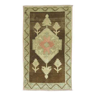 Brown Vintage Turkish Rug For Sale