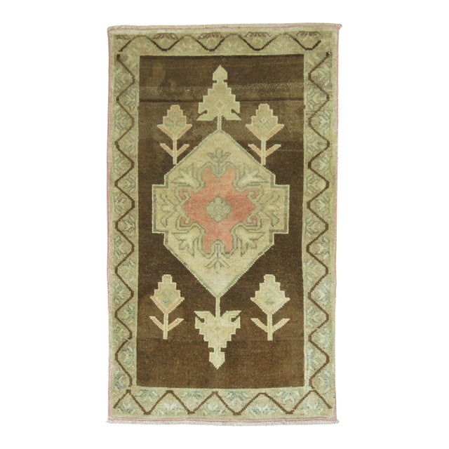Brown Vintage Turkish Rug For Sale
