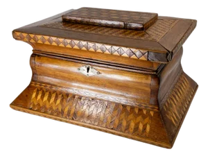 19th Century American Folk Art Marquetry Casket Box