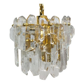 Small Palazzo Series Chandelier in Brass and Glass by J.T. Kalmar for Kalmar Franken KG, 1970s For Sale