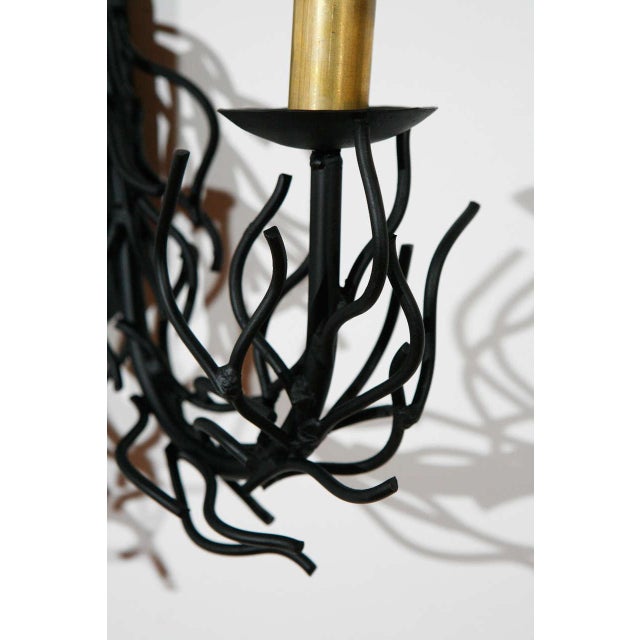 Contemporary 1970s Double Faux Black Coral Sconce With Brass Candle Covers For Sale - Image 3 of 9