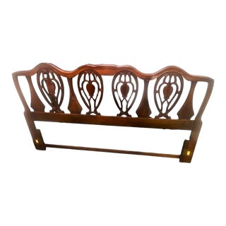 Vintage Solid Mahogany Chippendale King Size Headboard For Sale
