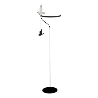 Minimalist Led Floor Lamp Sculptural Geometric Art Object Steel and Textile For Sale