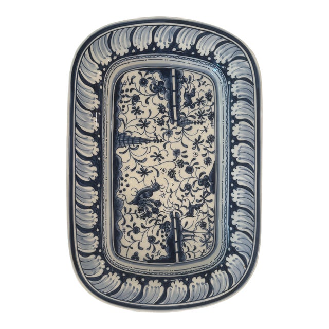 Williams-Sonoma Blue and White Portuguese Serving Tray For Sale