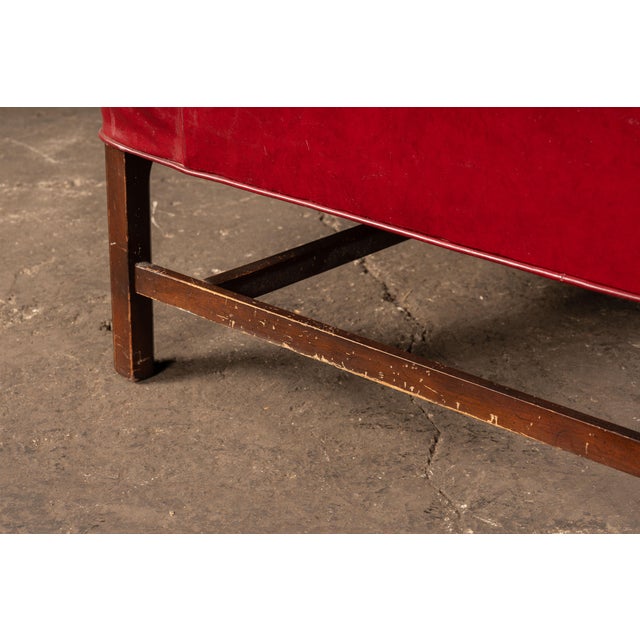 Ruby Red Vintage Leather Wingback Armchair in Red For Sale - Image 8 of 8