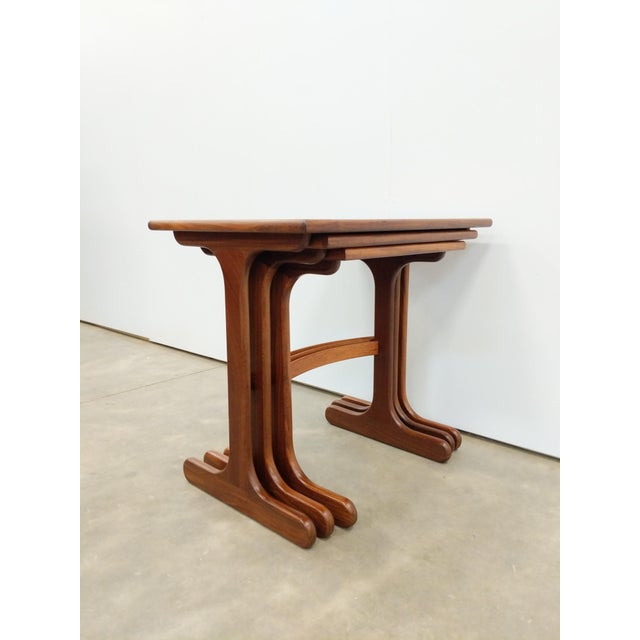 Set of 3 authentic vintage mid century modern teak nesting tables. "Fresco" series designed by Victor Wilkins for G Plan....