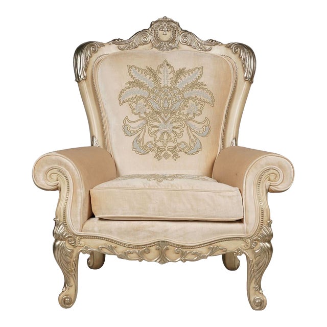 18c Style Phyllis Morris Large Embroidered Bergere Throne Chair For Sale