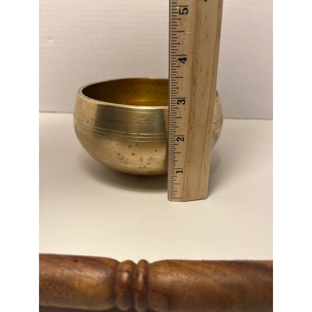 Vintage Bronze Buddha Meditation Singing Bowl Mindfulness Tibet Nepal For Sale In Los Angeles - Image 6 of 8
