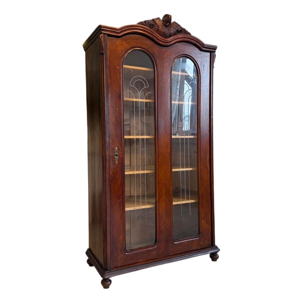 Display Cabinet in Walnut and Glass For Sale