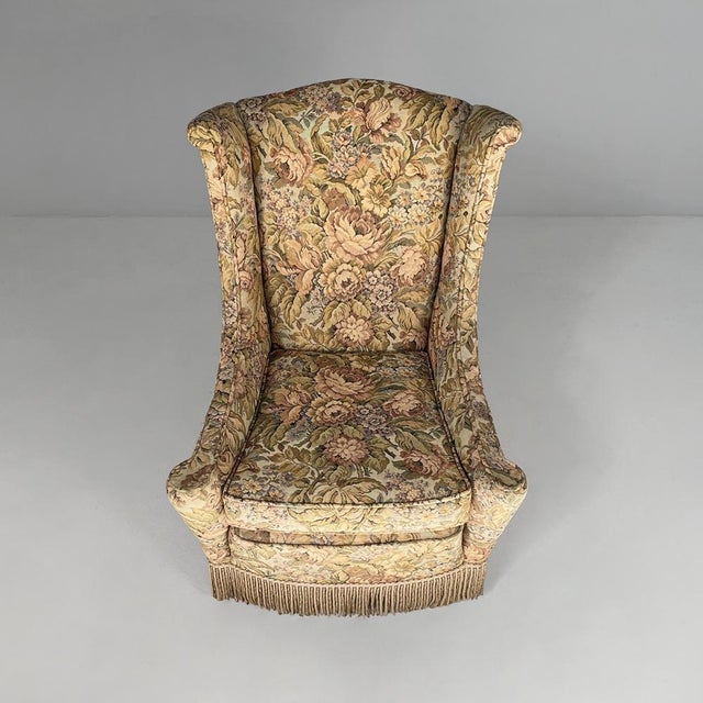 Wood Mid-Century Modern Italian Armchairs in Wood and Fabric, 1950s, Set of 2 For Sale - Image 7 of 11