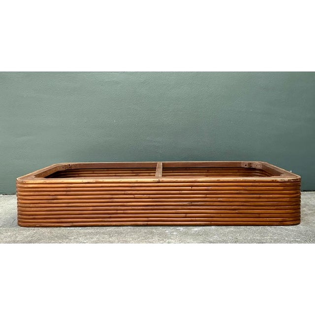 Wood Vintage Stacked Rattan Twin Bed Platform For Sale - Image 7 of 12