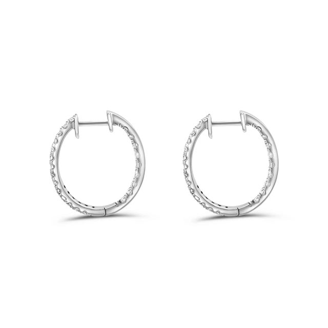 Modern Natural 1 Carat Tw Diamond Eternity Inside Out 18mm Hoop Earrings - 2 Pieces For Sale - Image 3 of 11