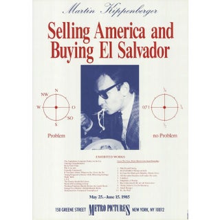 1985 Martin Kippenberger 'Selling America and Buying El Salvador' Contemporary Red, Blue Offset Lithograph For Sale