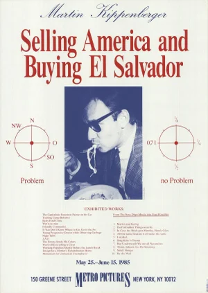 1985 Martin Kippenberger 'Selling America and Buying El Salvador' Contemporary Red, Blue Offset Lithograph