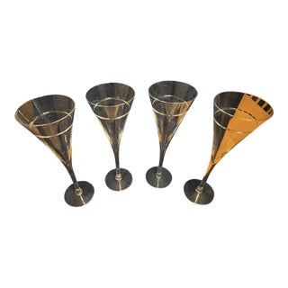Limited Edition Set of 4 Crystal Champagne Flutes Crate & Barrel Callaway Collection - Set of 4 For Sale