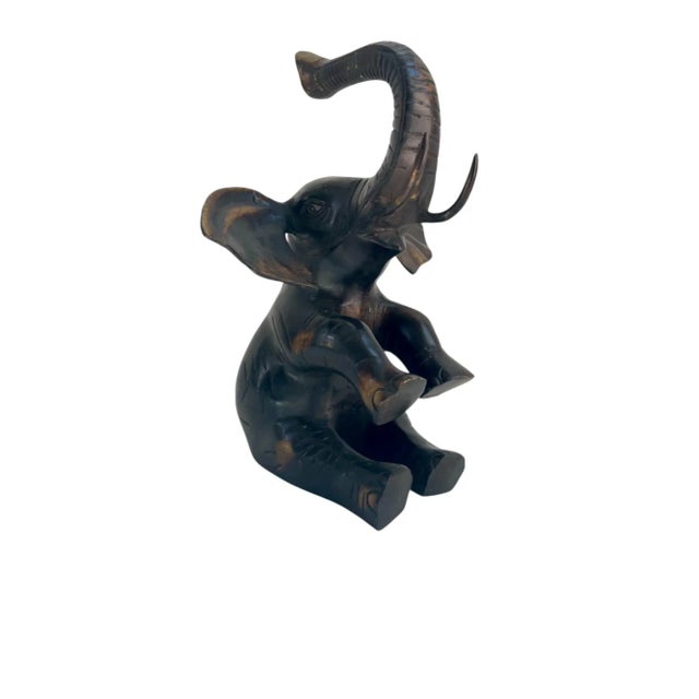 Large Solid Brass Elephant Figurine For Sale - Image 4 of 10