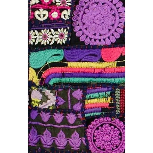 1960s Mid Century Hand Embroidered Vintage Textile Fiber Art Wall Hanging Tapestry For Sale - Image 5 of 11