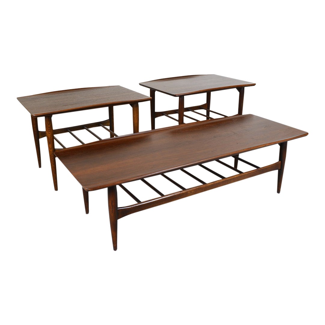 1960s Bassett Artisan Surfboard Coffee Table and Side Tables Set of 3