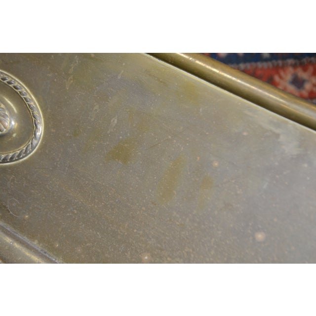 English Brass Small Curved Fireplace Fender With Oval Emblems For Sale - Image 17 of 17