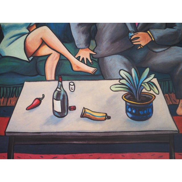 Jacques De Loustal, Couple in the Living Room, Original Lithograph For Sale - Image 4 of 8