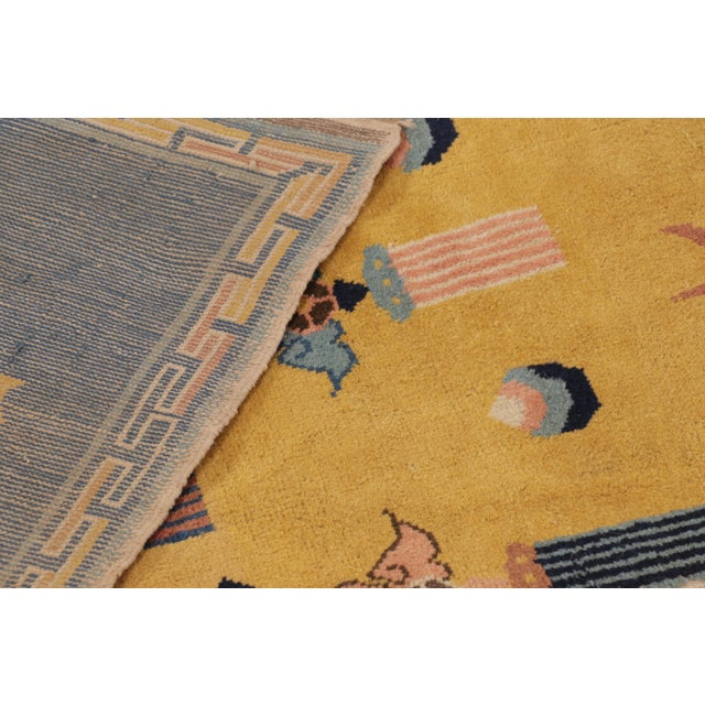 Antique Chinese Ningxia Pillar Runner With Golden Celestial Dragons - Rug & Kilim For Sale - Image 13 of 13