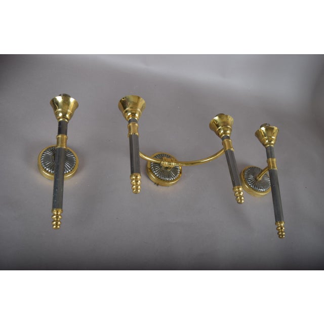 Brass and Glass Wall Lights, 1950s, Set of 3 For Sale - Image 4 of 13