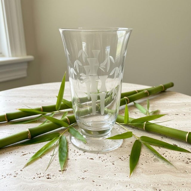 Bring timeless mid-century elegance to your table with this set of 11 vintage Sasaki Noritake etched bamboo juice glasses,...