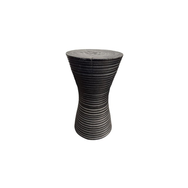Sculptural Suar Wood Side Table, Burnt Finish Modern Organic For Sale - Image 4 of 6