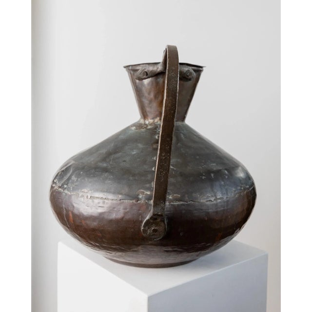 Metal Large Antique Hand-Hammered Copper and Bronze Jug, Italy, 1700s For Sale - Image 7 of 11