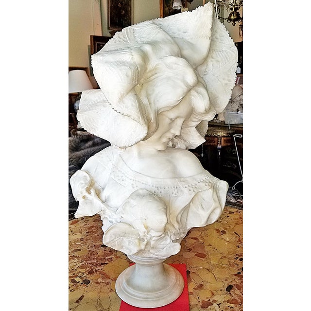Italian Italian Alabaster Marble Bust Figurine For Sale - Image 3 of 8