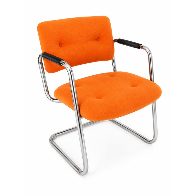 Vintage 1978 Steelcase Chairs (Orange Upholstery, Chrome Frame). NOTE. Reupholstered for listing!!! Add a piece of design...