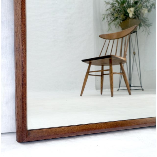 Mid Century Modern 2" Deep Profile Solid Walnut 32x43 Rectangle Wall Mirror MINT For Sale - Image 10 of 15