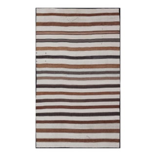 Large Vintage Turkish Kilim With Vertical Stripes in Tan, Taupe, Cream and Brown For Sale