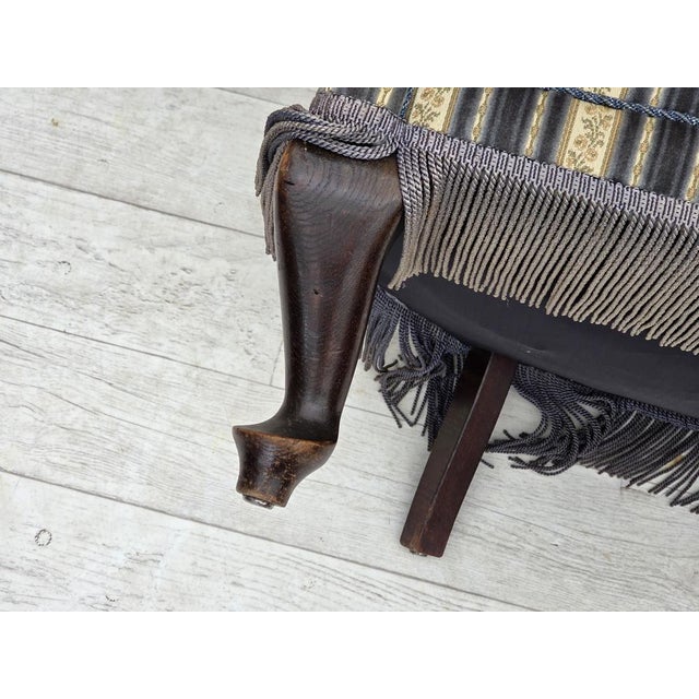 Danish Lounge Chair in Blue/Beige Furniture Velour & Beech Wood Legs, 1960s For Sale - Image 9 of 18