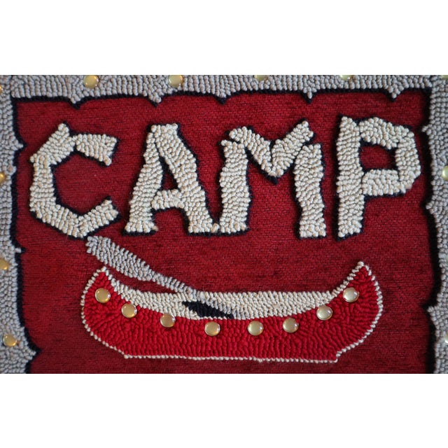 Textile Vintage Judi Boisson 2003 “Camp Canoe” Hand-Hooked Pillow Cover—Unused For Sale - Image 7 of 18