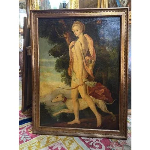 European School Artist, Bacchus and Diana, Oil on Canvases, Set of 2 For Sale - Image 4 of 7
