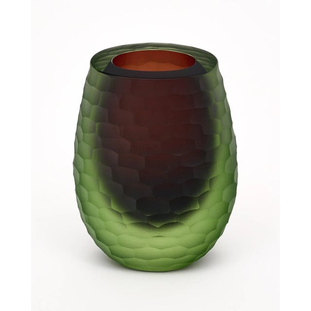 Alberto Donà Murano Glass Two Toned Ferro “Battuto” Vase For Sale - Image 4 of 8