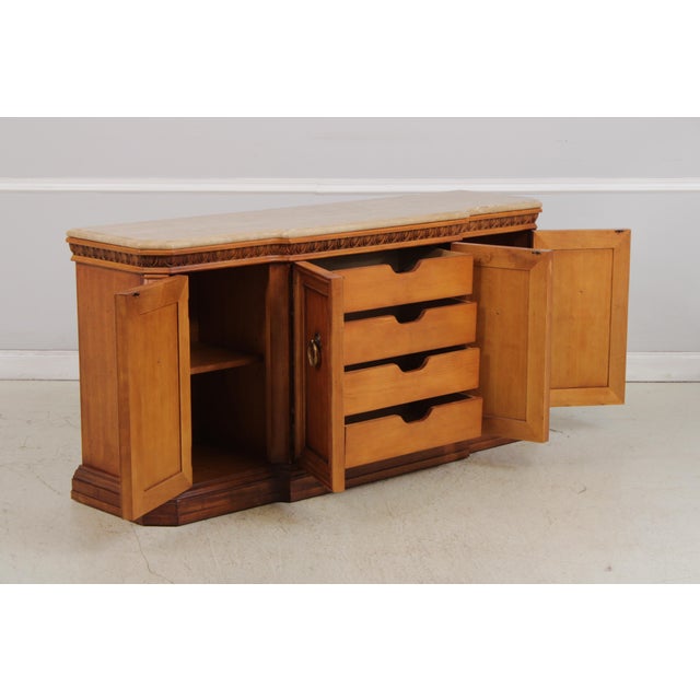1990s Century Marble Top Cherry Credenza Sideboard For Sale - Image 5 of 18
