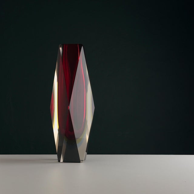 Red Sommerso Murano Glass Vase, 1970s For Sale - Image 11 of 18